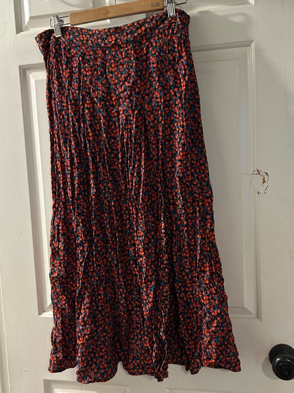 Zara Rust and Navy Floral Maxi Skirt